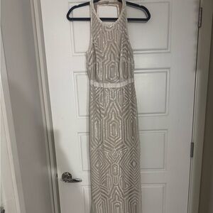 Laundry By Shelli Segal Ivory Beaded Halter Maxi Dress